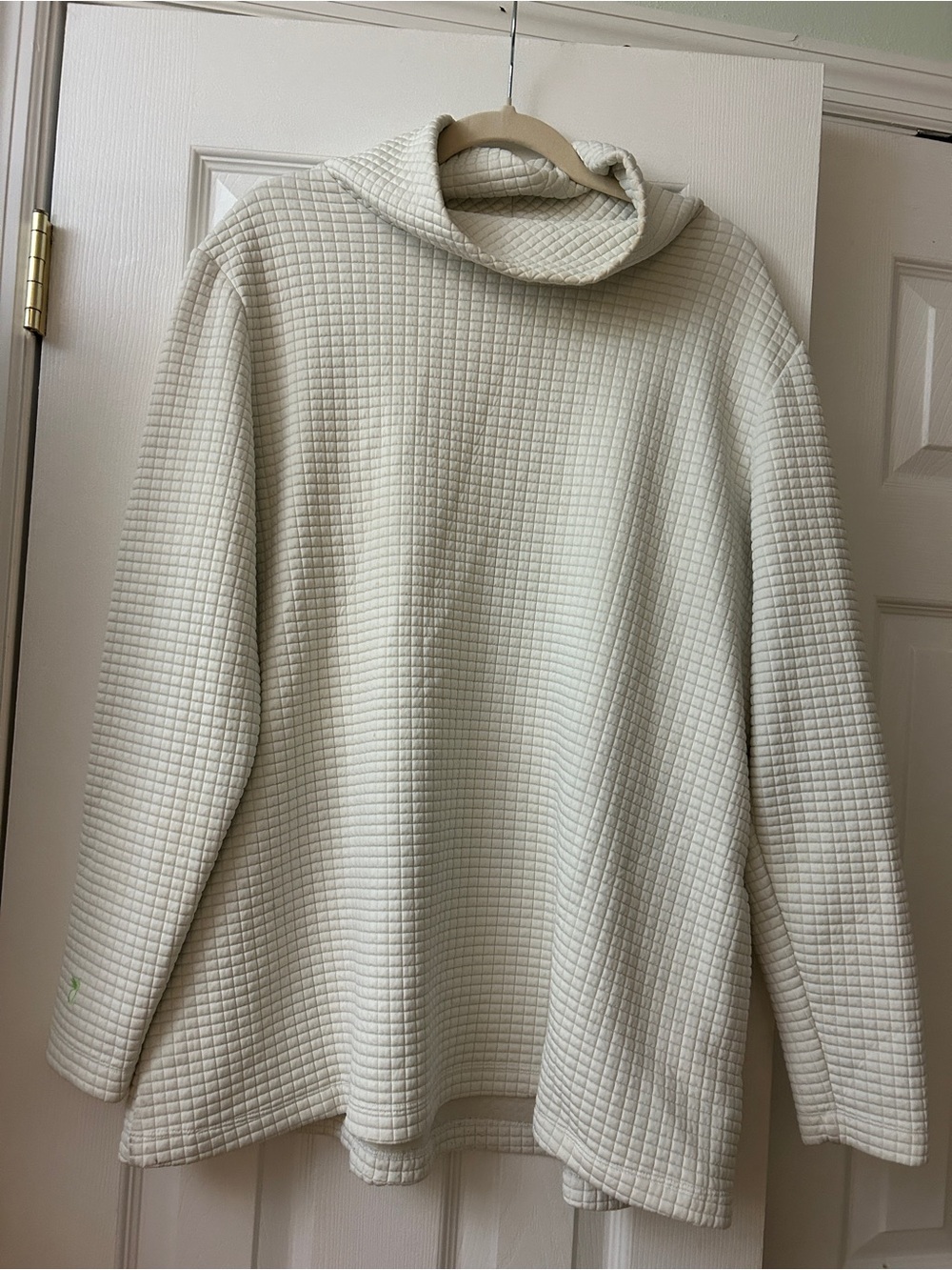Dudley Stephens Cream Quilted Waffle Fleece Stand Collar Turtleneck Pullover xxl
